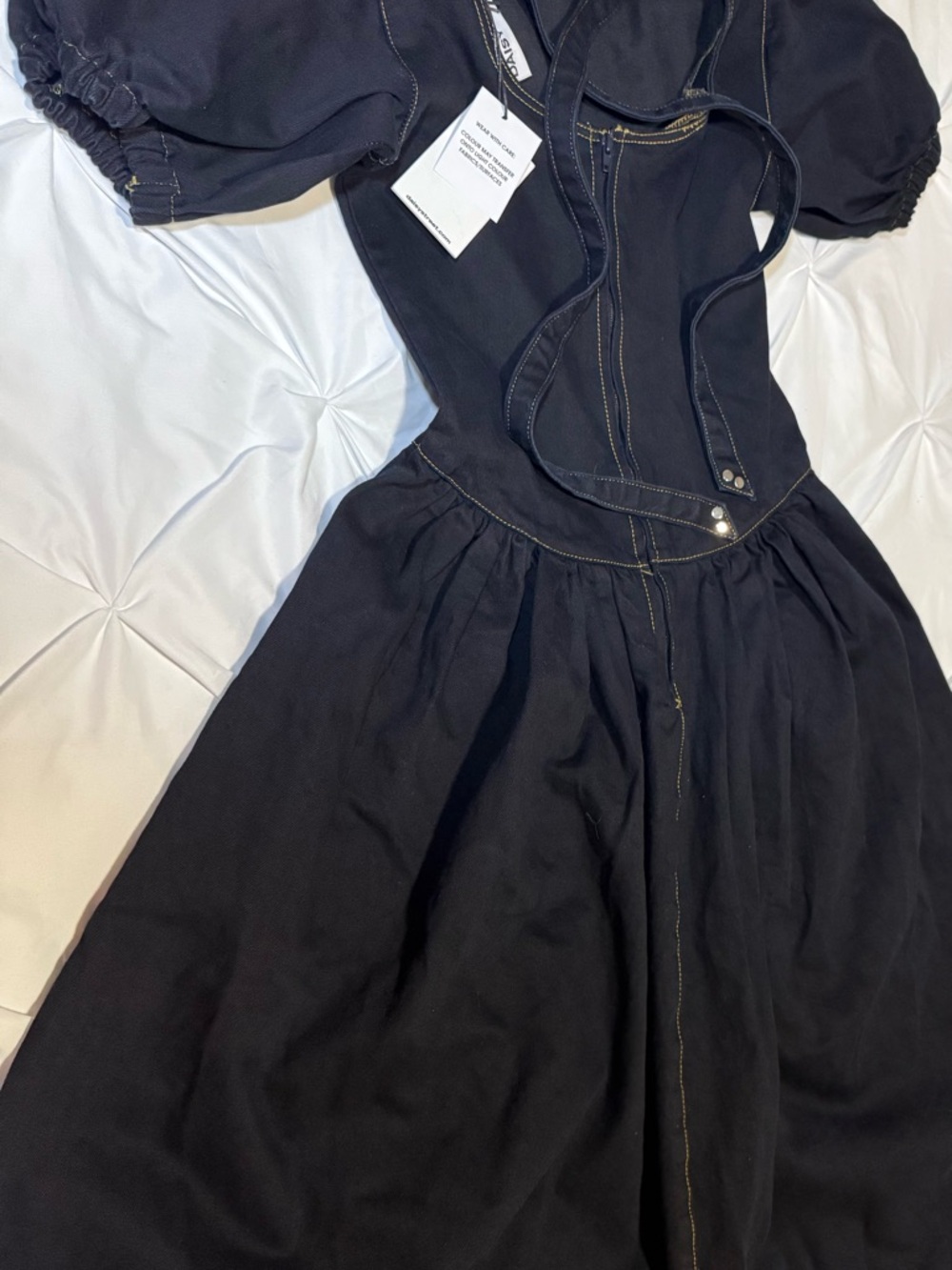 Daisy Street Annie Drop Waist Bow-Back Denim Maxi Dress - Indigo - US M/UK 10 - Picture 6 of 8